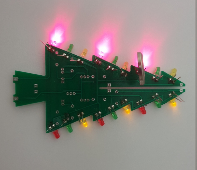 The second test of the PCB with LEDs