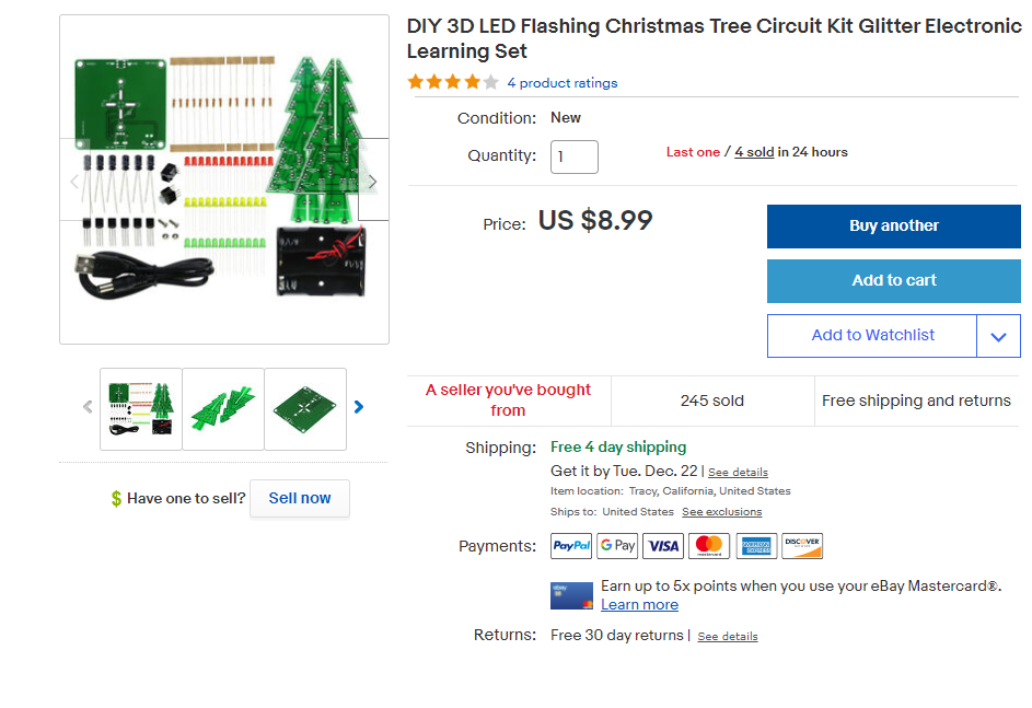 DIY 3D LED Flashing Christmas Tree Circuit Kit Glitter Electronic Learning Set on eBay